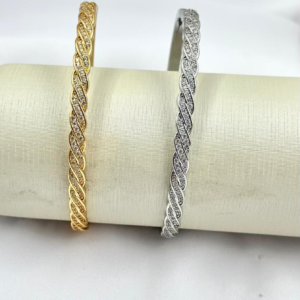 Bracelete Fino Detalhes Em Trança Cravejado