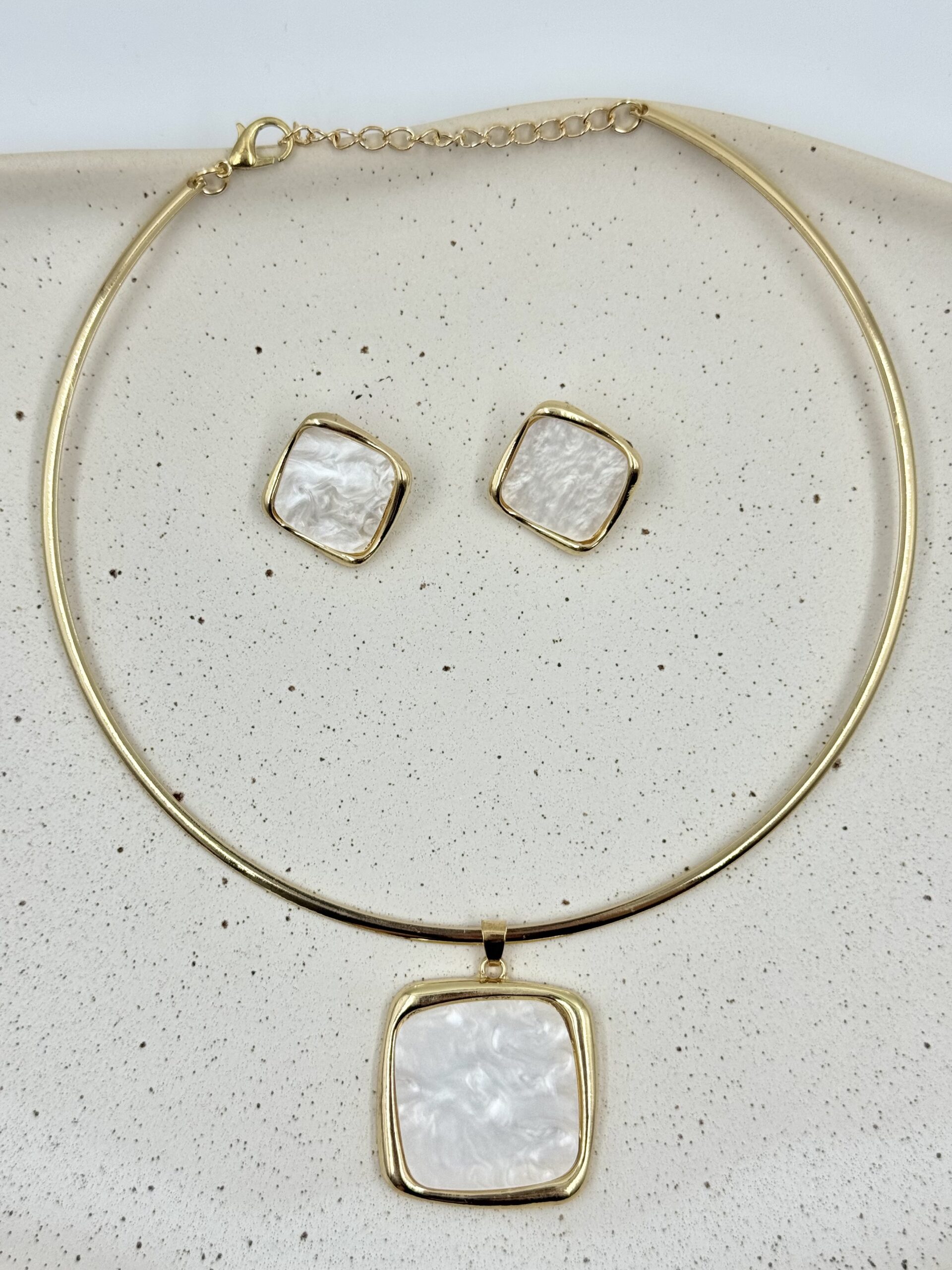 Conjunto Aro Marmorizado Branco
