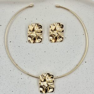 Conjunto Aro Pingente Texturizado