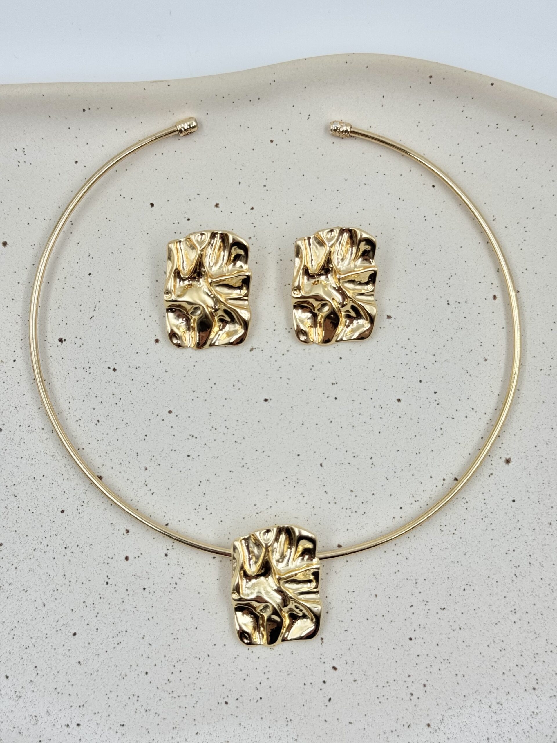 Conjunto Aro Pingente Texturizado
