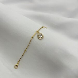 Pulseira Veneziana Com Pingente De Gota Cravejada