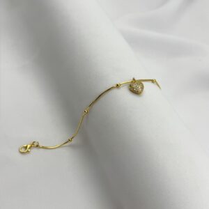 Pulseira Com Pingente Coração Cravejado
