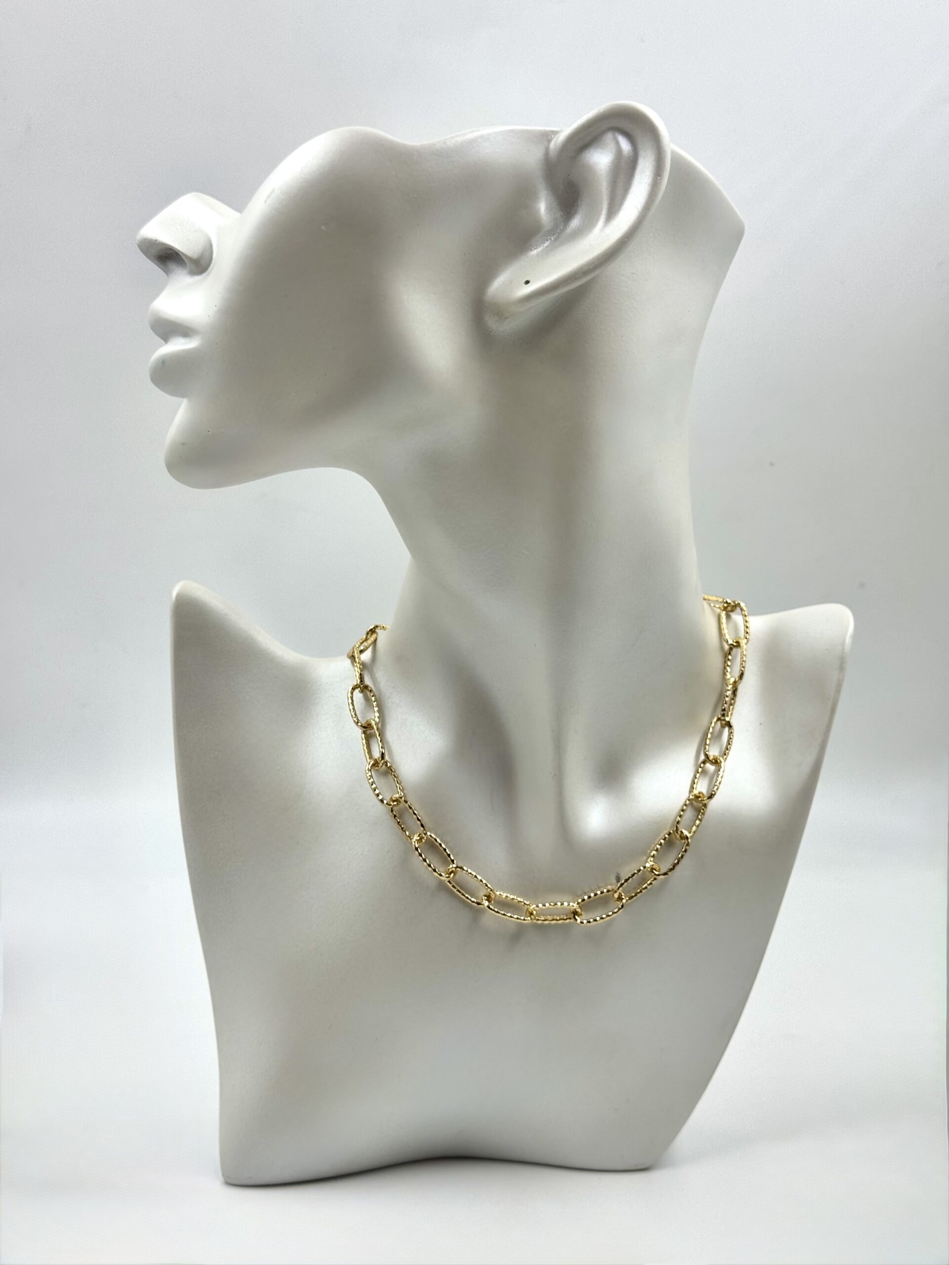 Colar Choker De Corrente Com Elos Ovais Texturizados