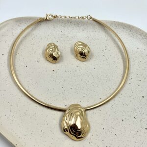 Conjunto Aro Liso Pingente Orgânico