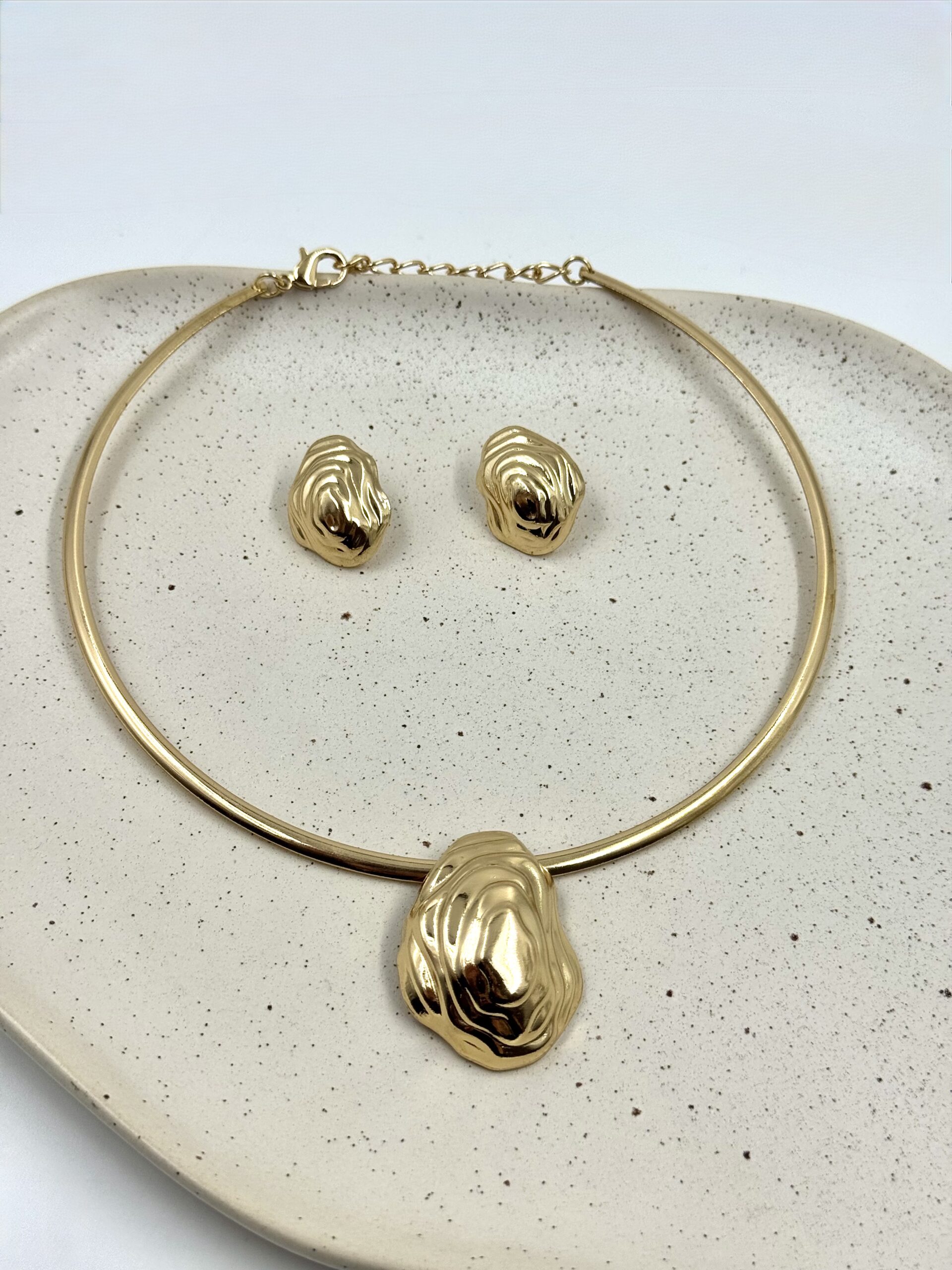 Conjunto Aro Liso Pingente Orgânico